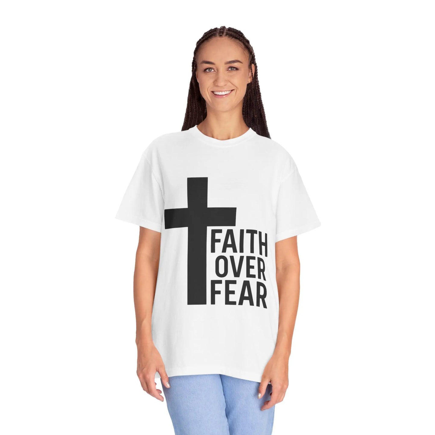 Faith Over Fear T-Shirt — Christian Cross Inspirational Tee Printify