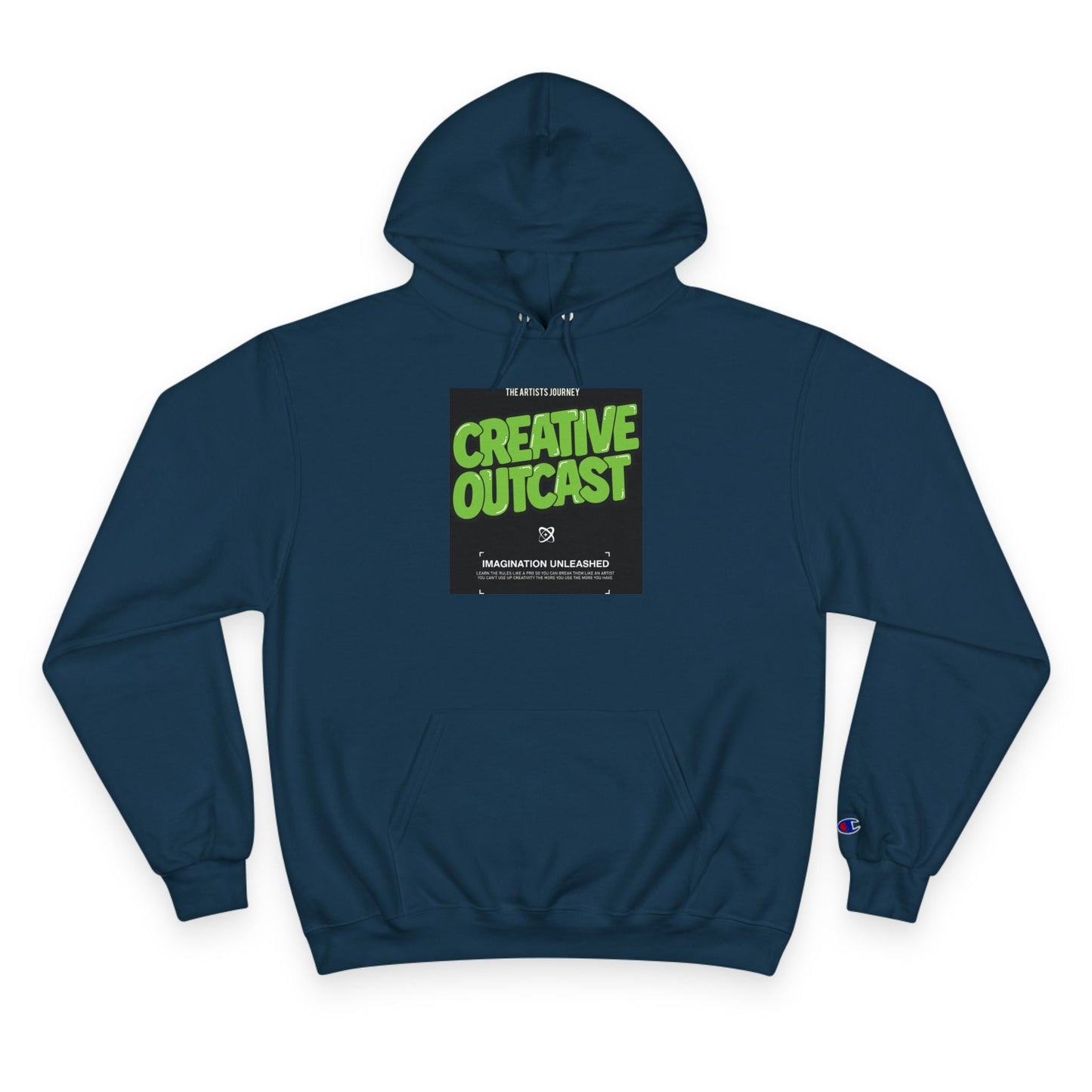 Creative Outcast Hoodie — Bold Green Graphic Champion Hooded Sweatshirt Printify