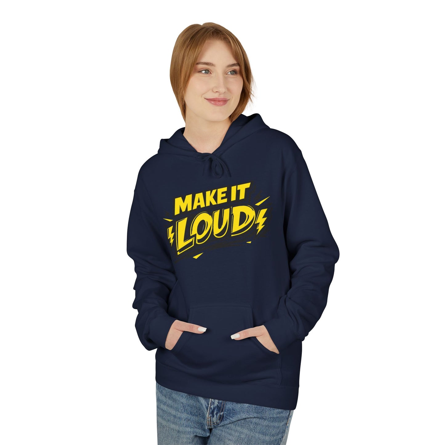Make It Loud Hoodie — Bold Yellow Graphic Pullover