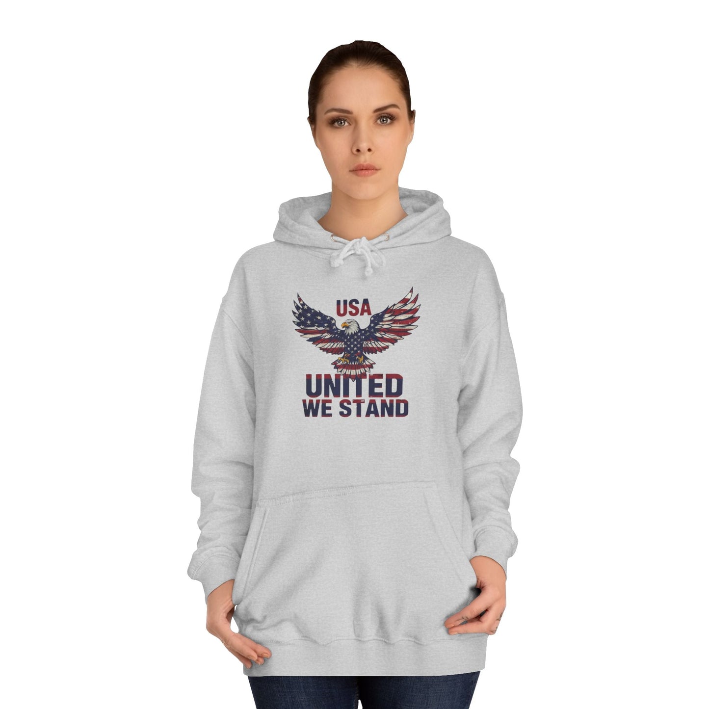 Patriotic Eagle Hoodie – Unisex USA “United We Stand” American Flag Graphic Printify
