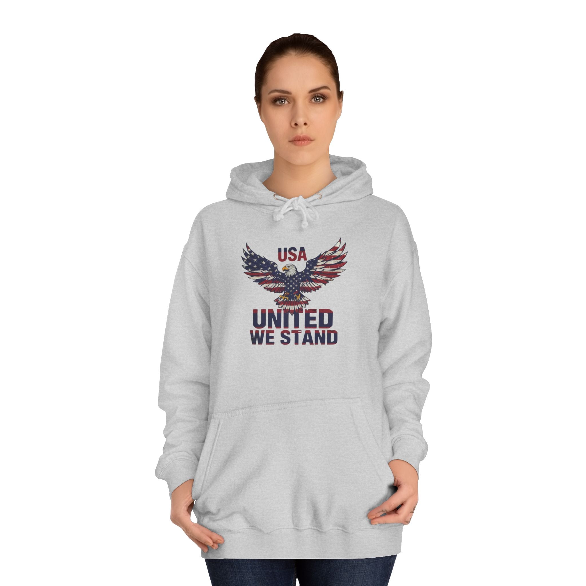Patriotic Eagle Hoodie - USA "United We Stand" American Flag Graphic