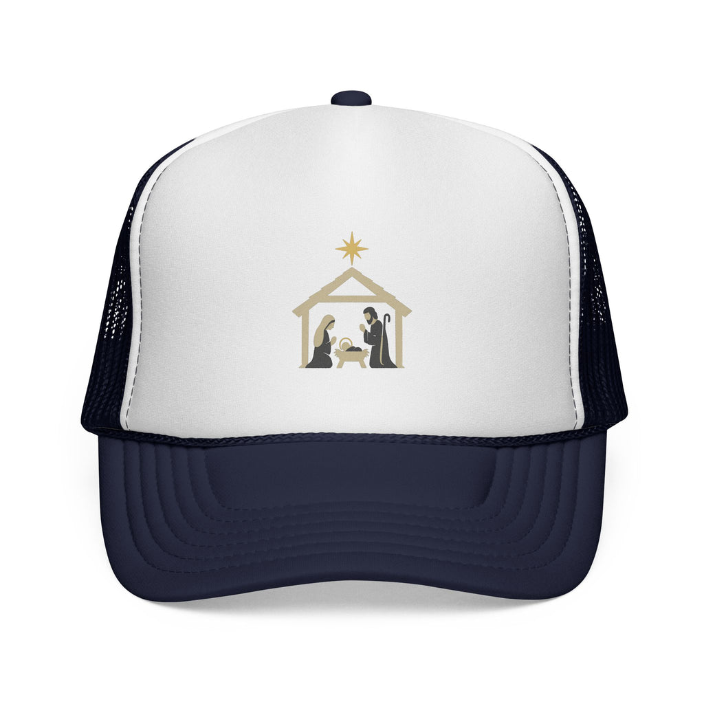 Nativity Trucker Cap — Christmas Manger Hat with Holy Family Design