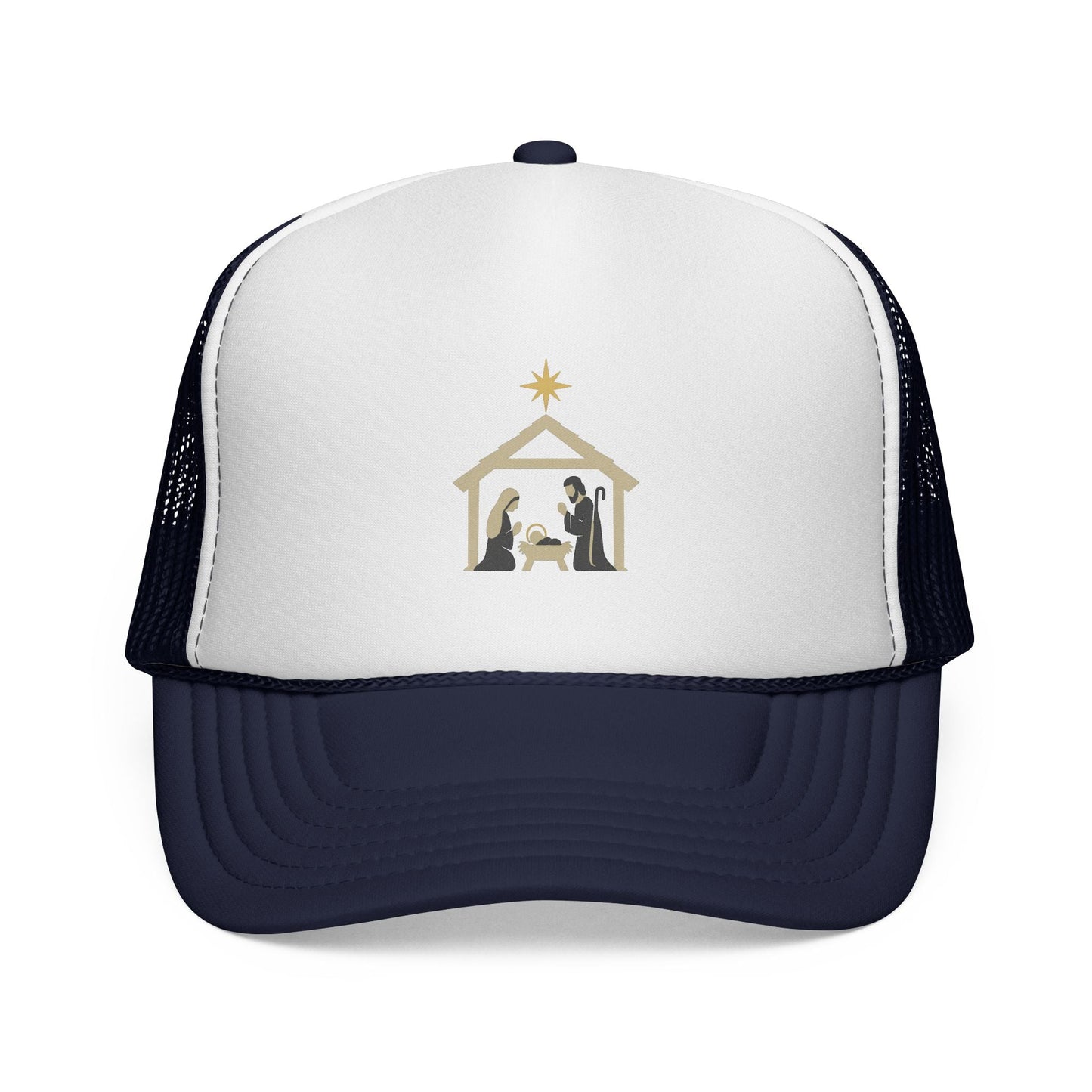 Nativity Trucker Cap — Christmas Manger Hat with Holy Family Design Printify