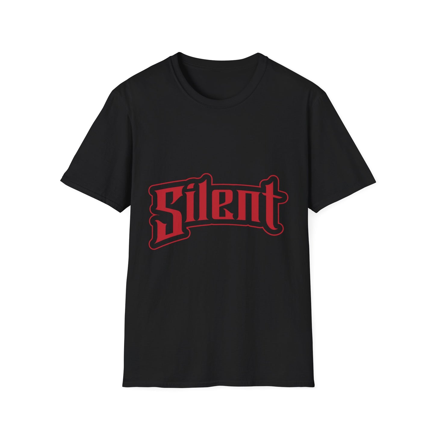 Silent Graphic T-Shirt — Retro Gothic Red Logo Tee