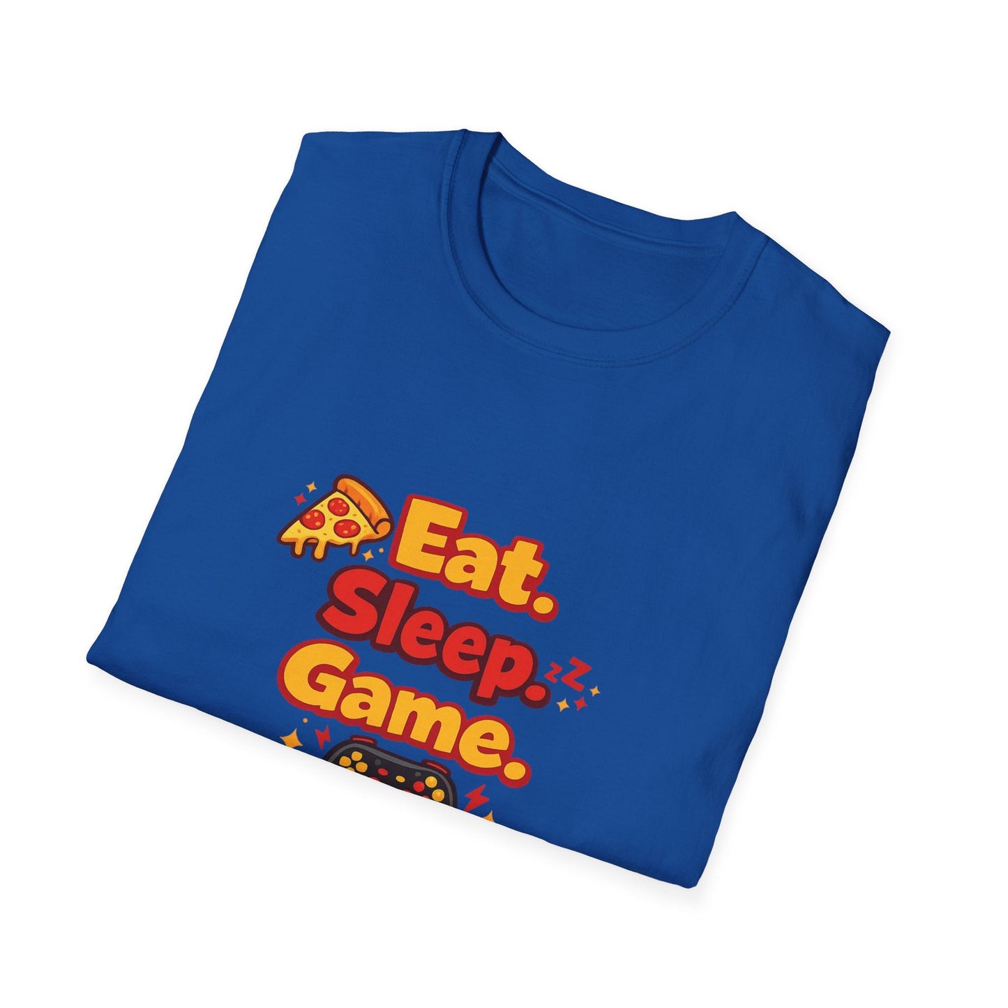 Eat. Sleep. Game. Repeat. Graphic T-Shirt — Gamer Pizza Controller Tee Printify
