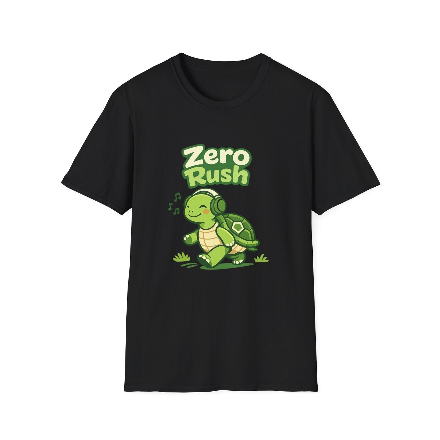 T-Shirt — 'Zero Rush' Cute Turtle Graphic Unisex Tee for Relaxed, Slow-Living Fans Printify