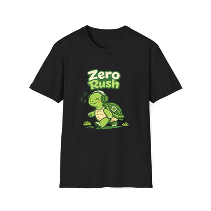 T-Shirt — 'Zero Rush' Cute Turtle Graphic Unisex Tee for Relaxed, Slow-Living Fans Printify