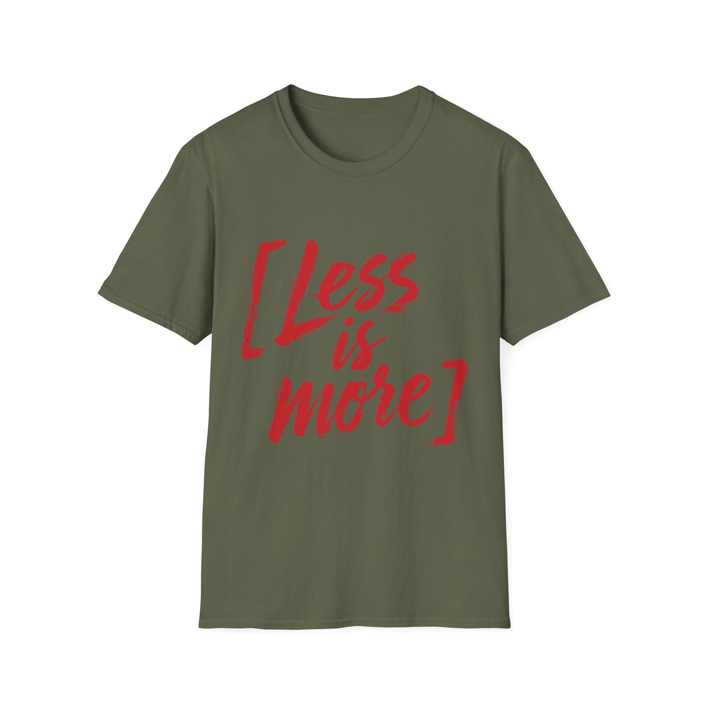 Less Is More T-Shirt — Minimalist Red Brush Script Graphic Tee