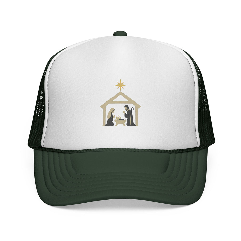 Nativity Trucker Cap — Christmas Manger Hat with Holy Family Design