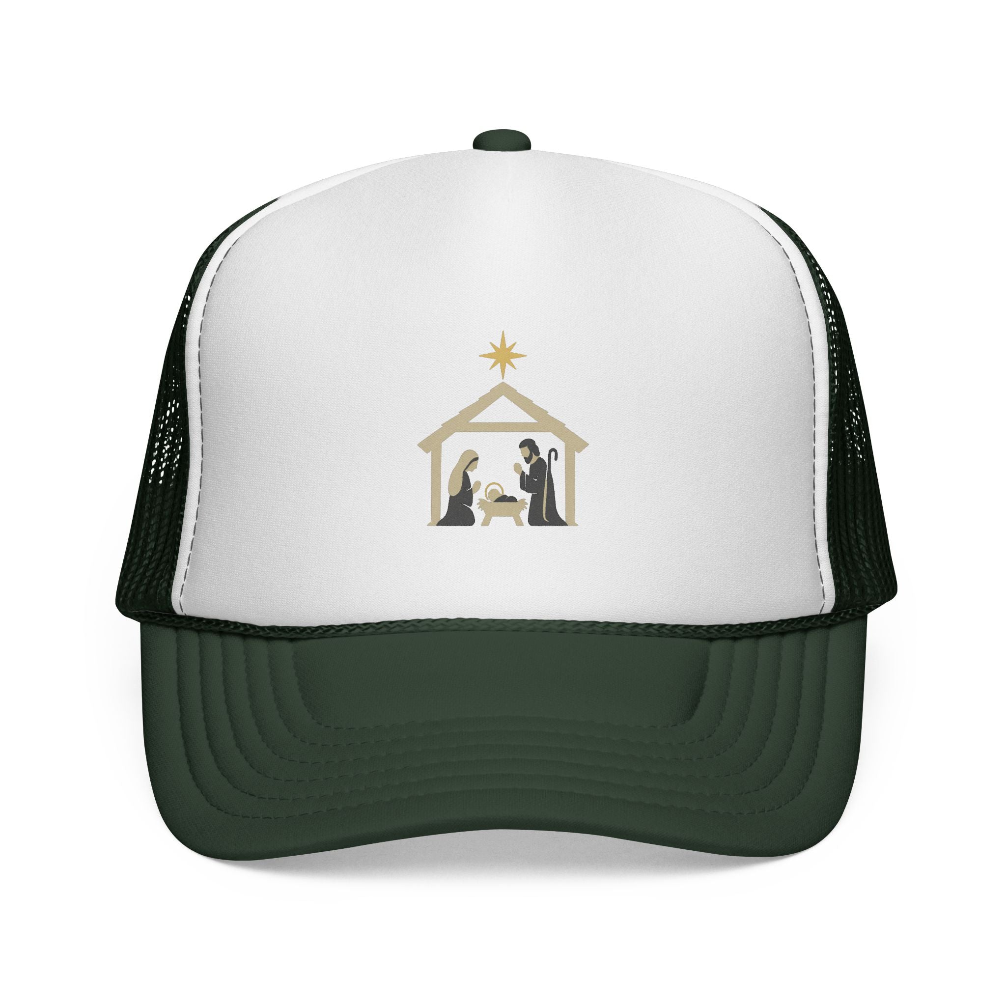 Nativity Trucker Cap — Christmas Manger Hat with Holy Family Design