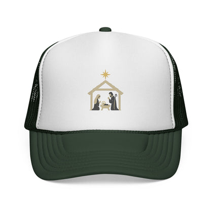 Nativity Trucker Cap — Christmas Manger Hat with Holy Family Design Printify