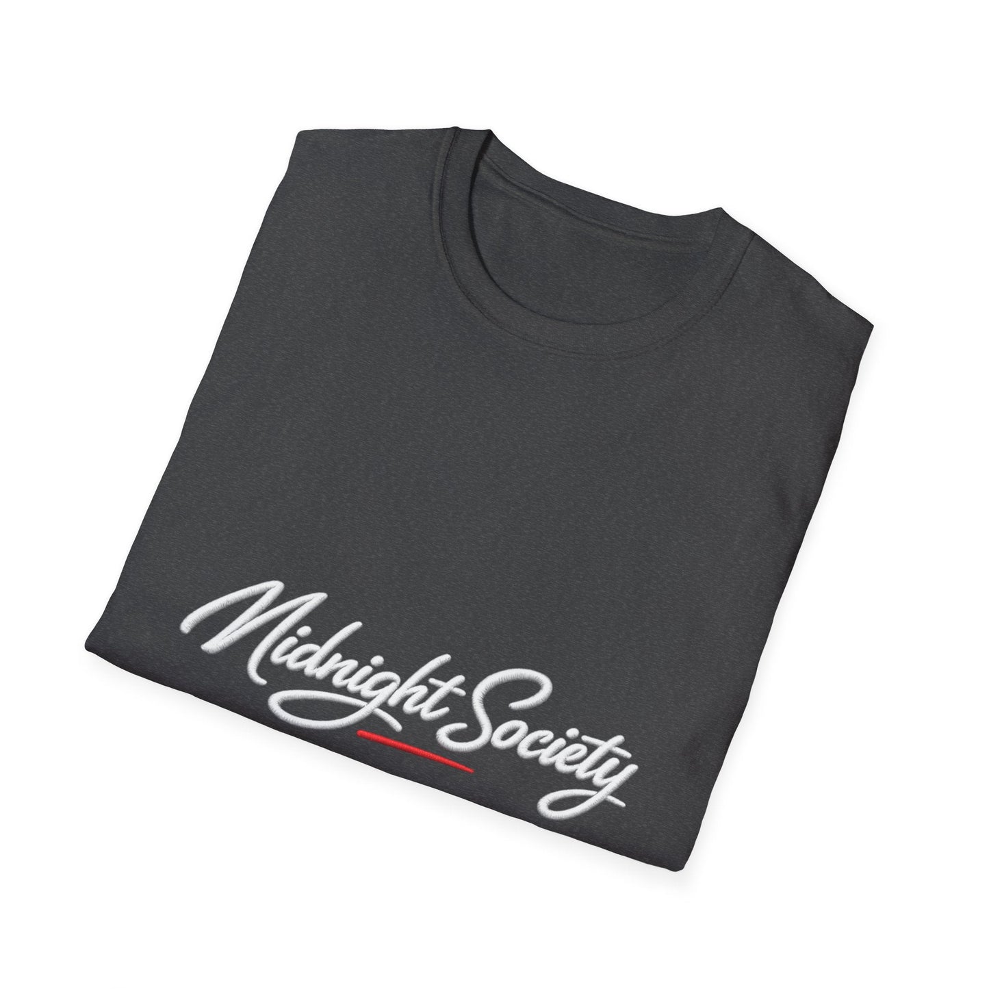 Midnight Society T-Shirt — Script Logo Tee for Nightlife & Streetwear Printify