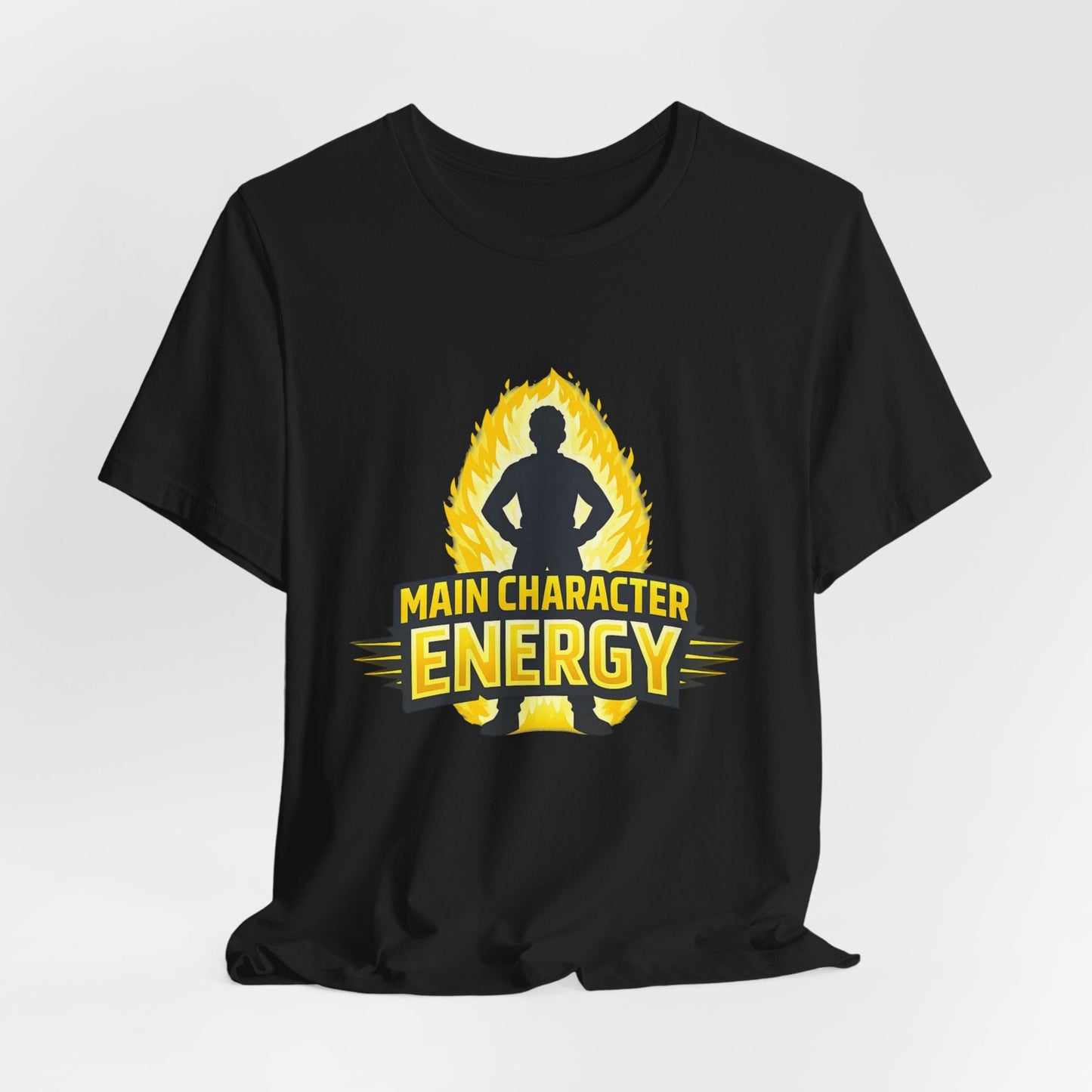 Main Character Energy T-Shirt - Graphic Tee with Bold Silhouette & Flame Design Printify