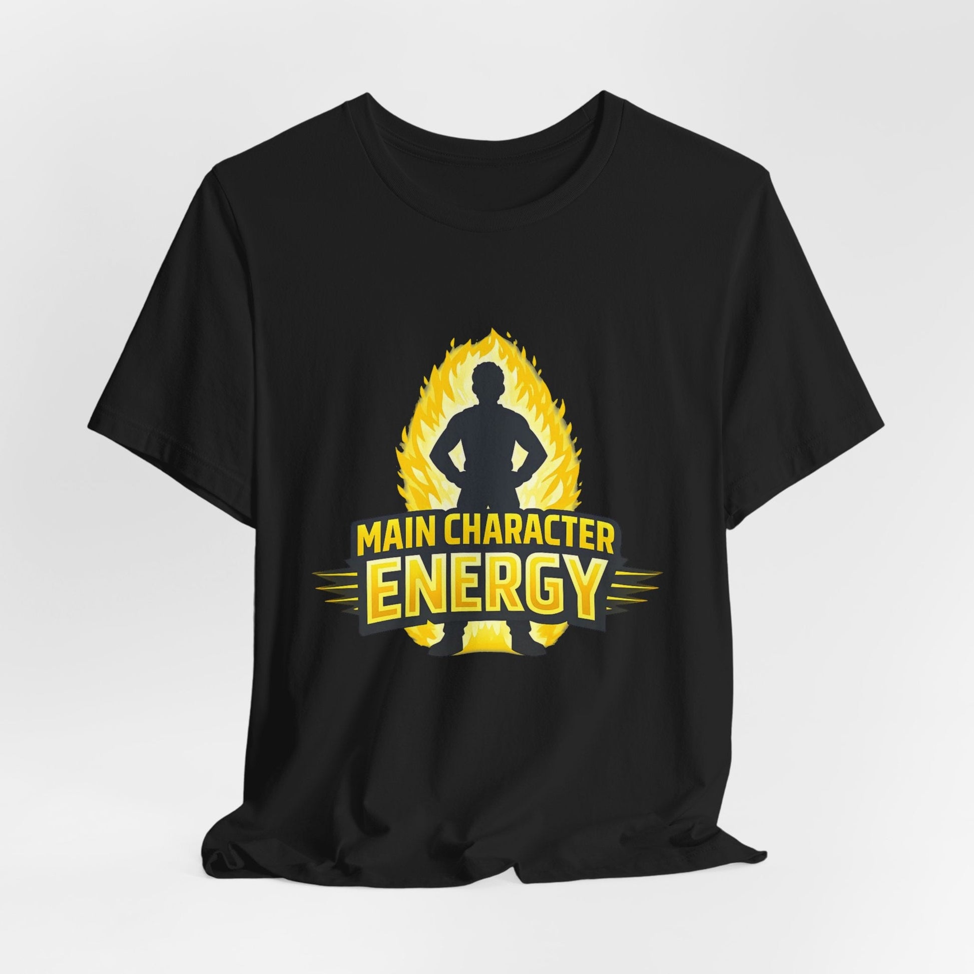 Main Character Energy T-Shirt - Graphic Tee with Bold Silhouette & Flame Design Printify