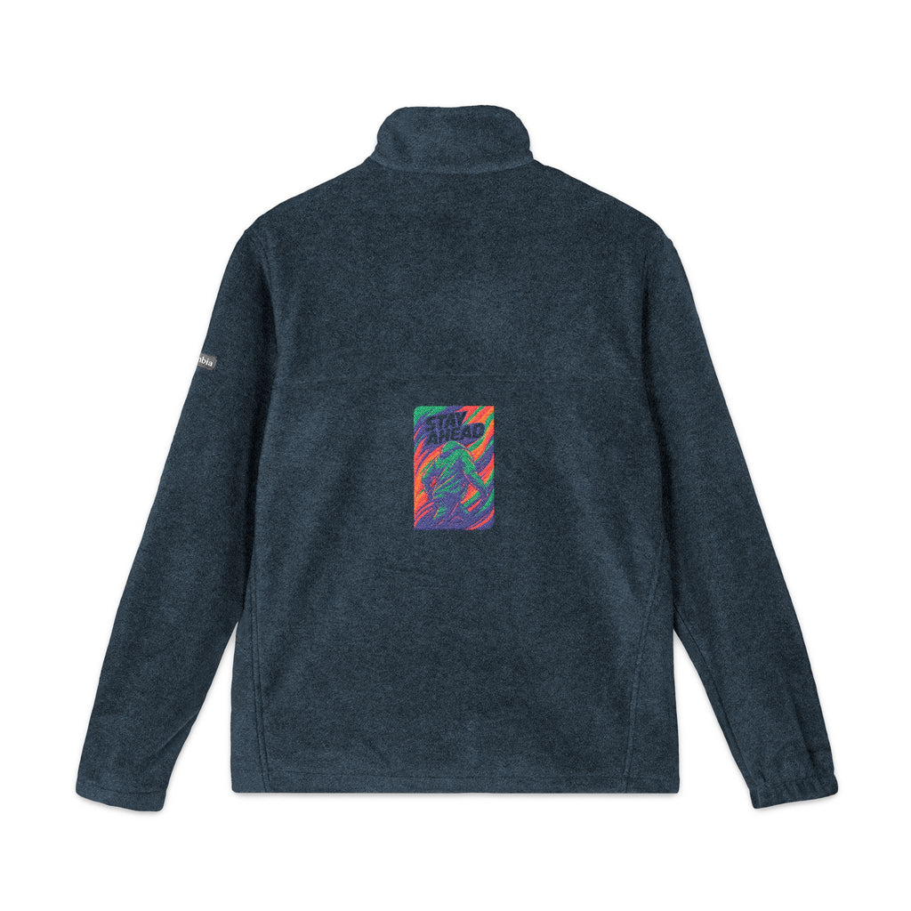 Embroidered Psychedelic Patch Fleece Jacket — Colorful Abstract Back Design