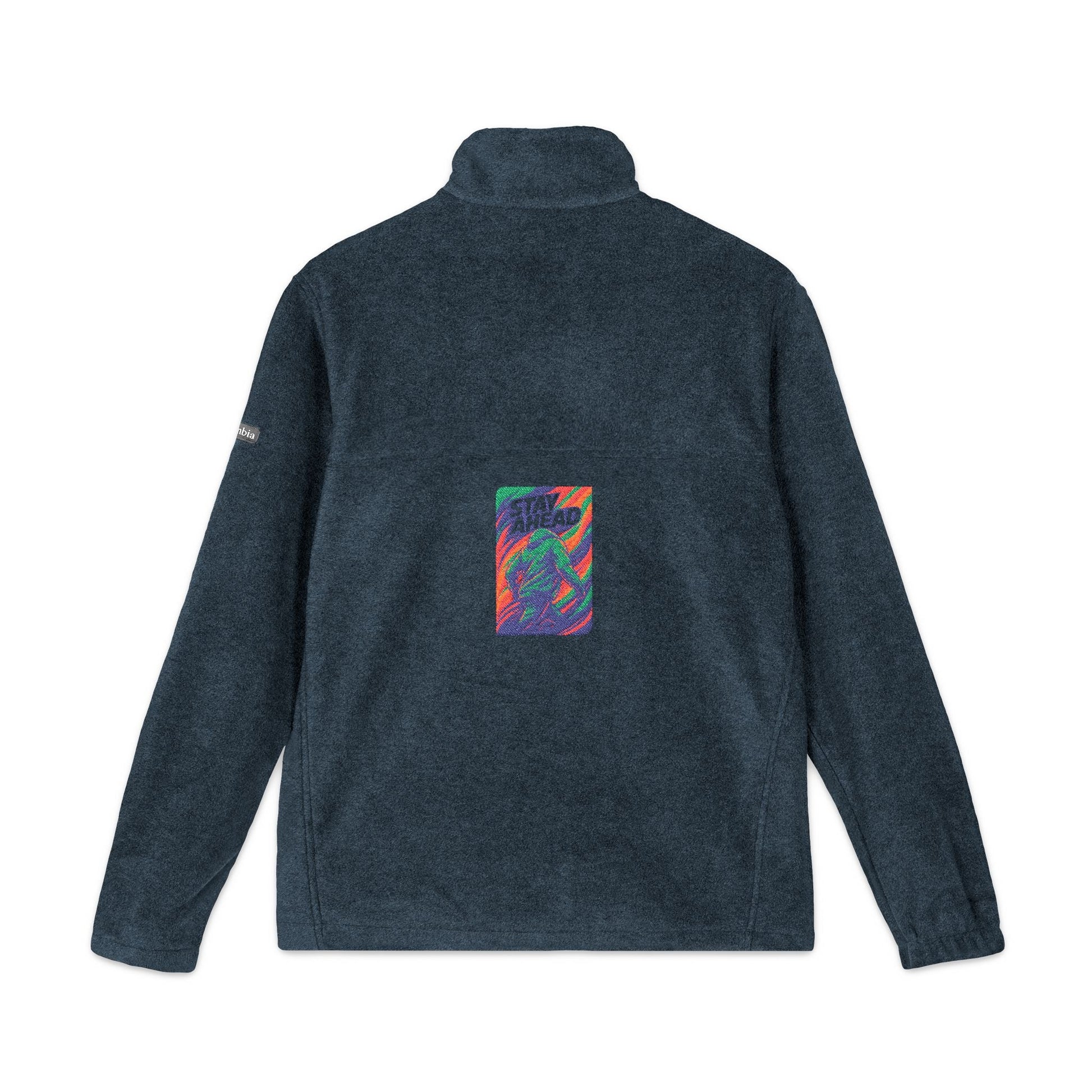 Embroidered Psychedelic Patch Fleece Jacket – Unisex Colorful Abstract Back Design Printify