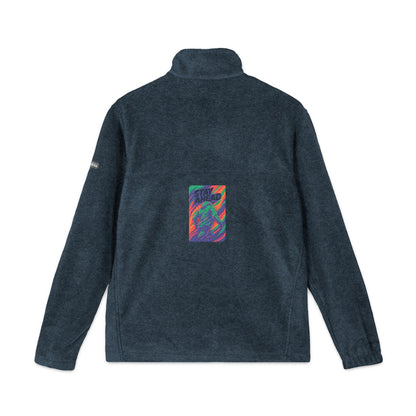 Embroidered Psychedelic Patch Fleece Jacket – Unisex Colorful Abstract Back Design Printify