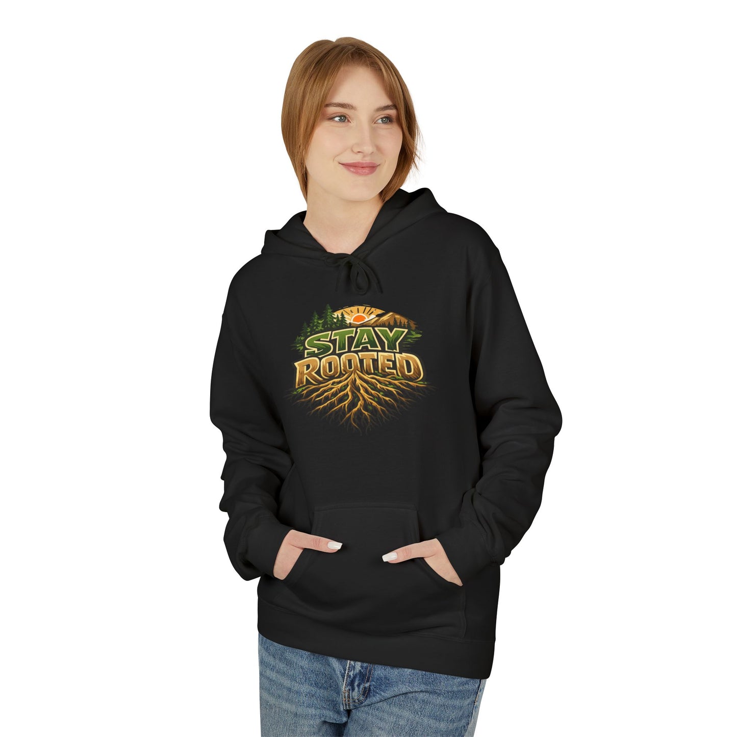 Stay Rooted Hoodie — Forest Nature Graphic Pullover