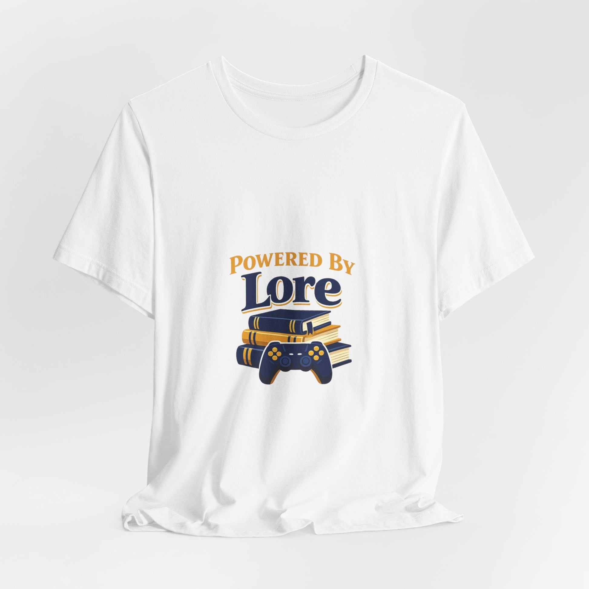 Powered by Lore T-Shirt — Gamer & Book Lover Tee Printify