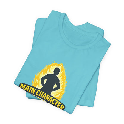 Main Character Energy T-Shirt - Graphic Tee with Bold Silhouette & Flame Design Printify