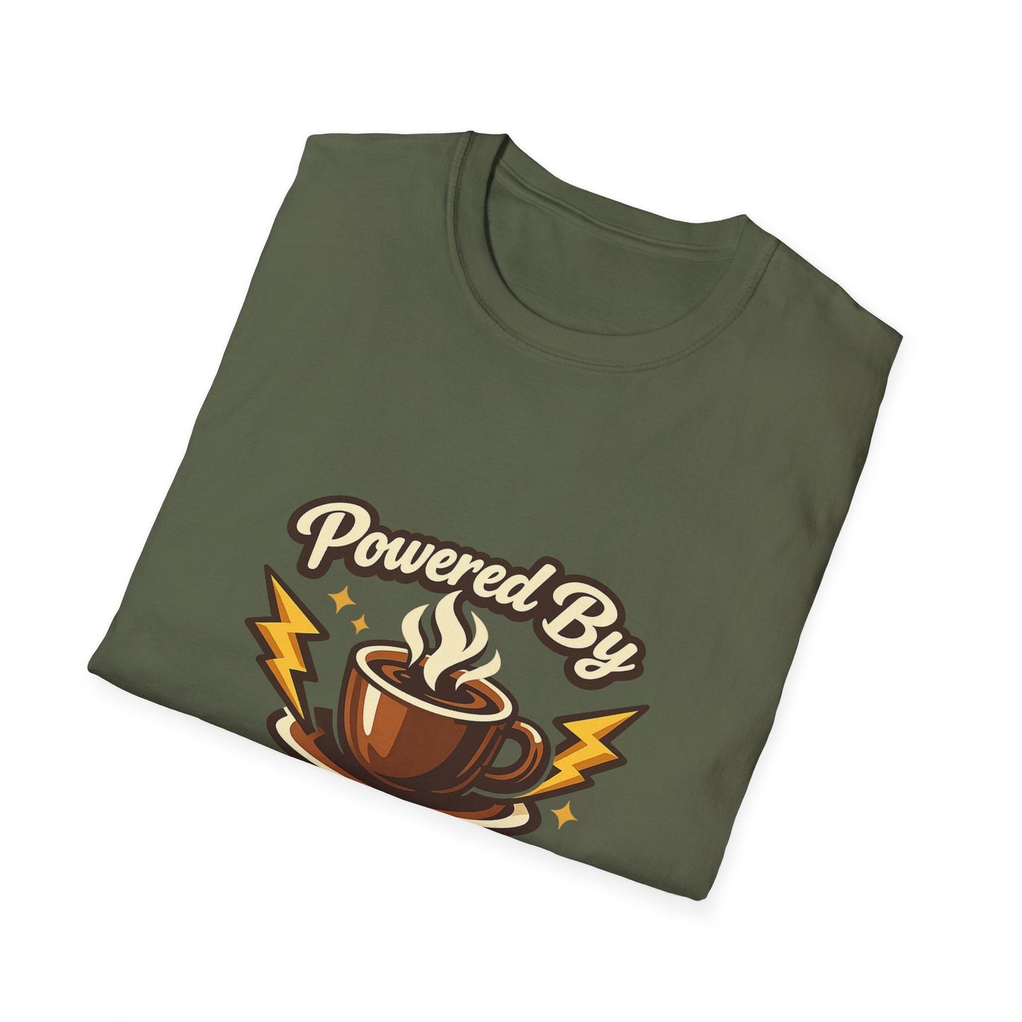 Powered By Coffee T-Shirt — Vintage Coffee Lover Tee Printify