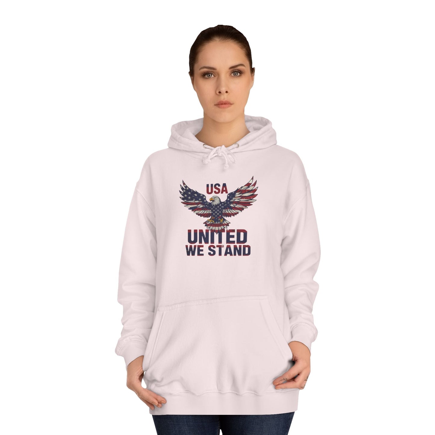 Patriotic Eagle Hoodie – Unisex USA “United We Stand” American Flag Graphic Printify
