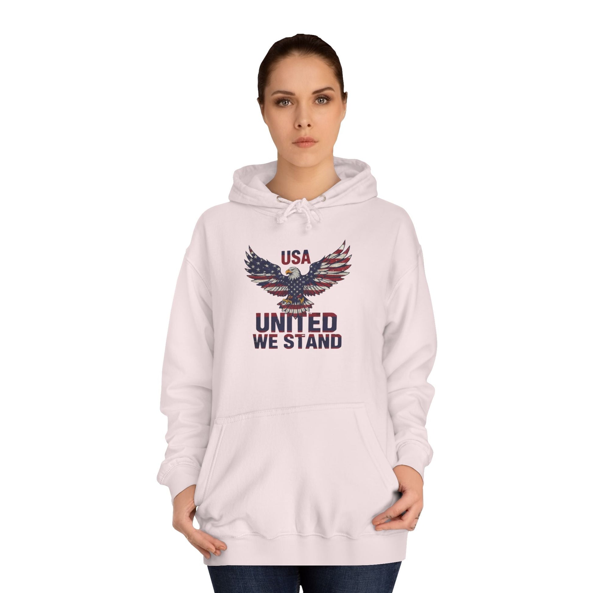 Patriotic Eagle Hoodie – Unisex USA “United We Stand” American Flag Graphic Printify