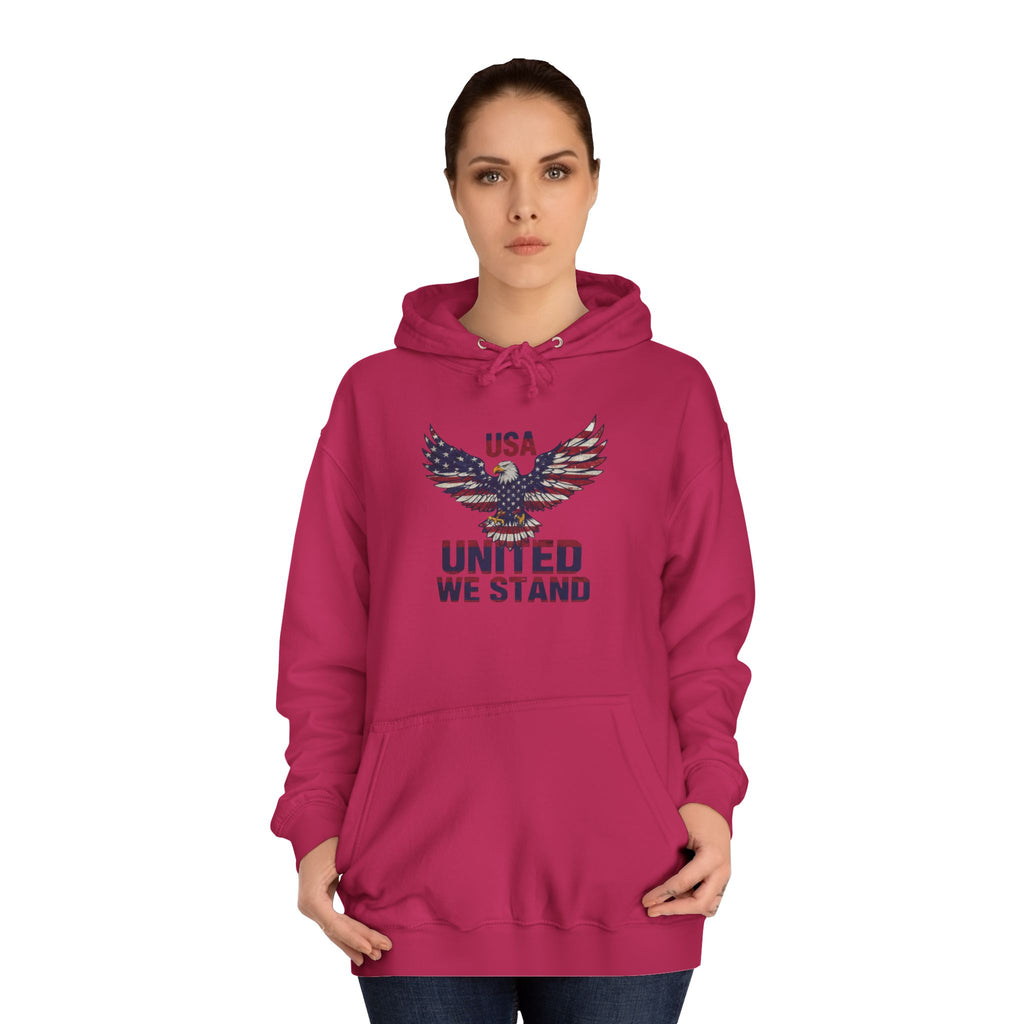 Patriotic Eagle Hoodie - USA "United We Stand" American Flag Graphic
