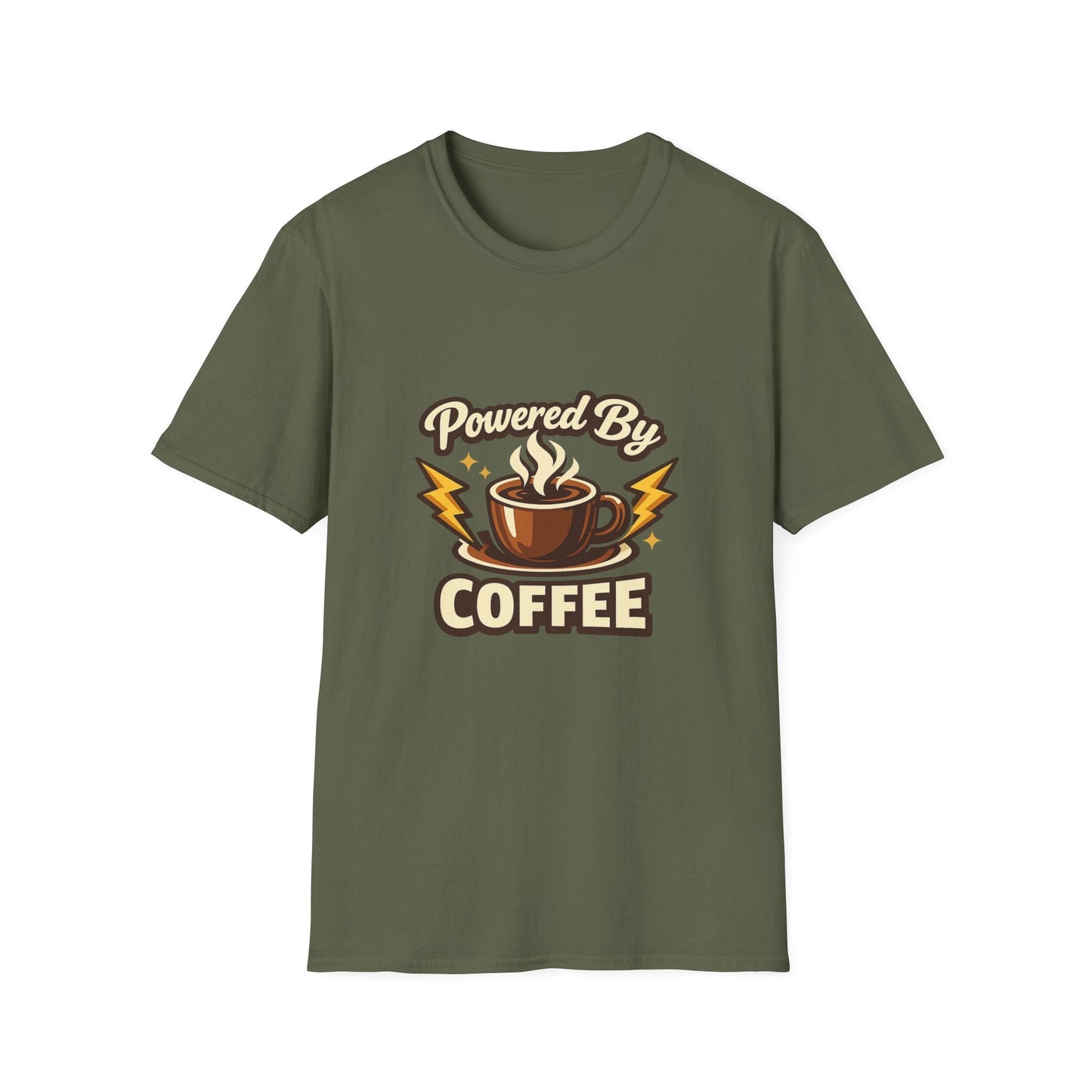 Powered By Coffee T-Shirt — Vintage Coffee Lover Tee Printify