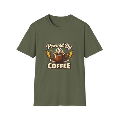 Powered By Coffee T-Shirt — Vintage Coffee Lover Tee Printify
