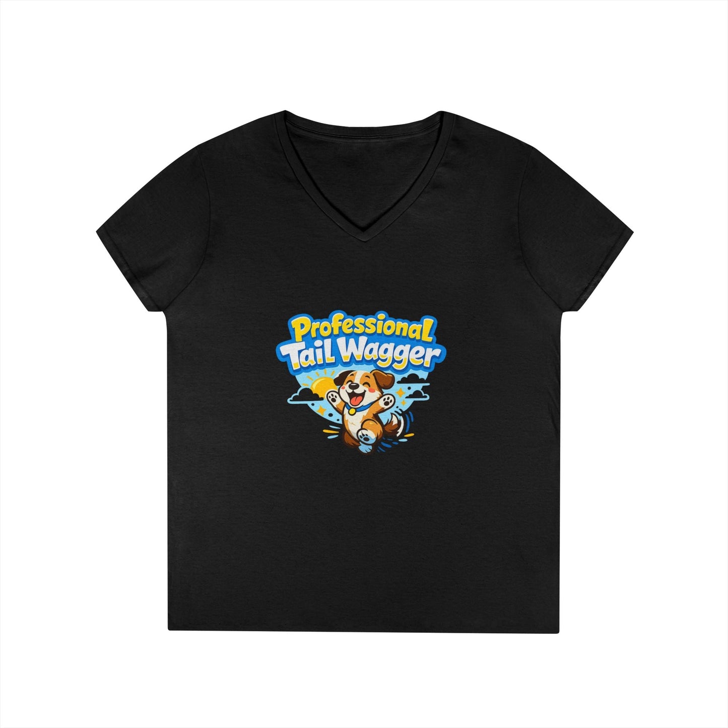Professional Tail Wagger T-Shirt — Cute Dog Lover V‑Neck Tee Printify