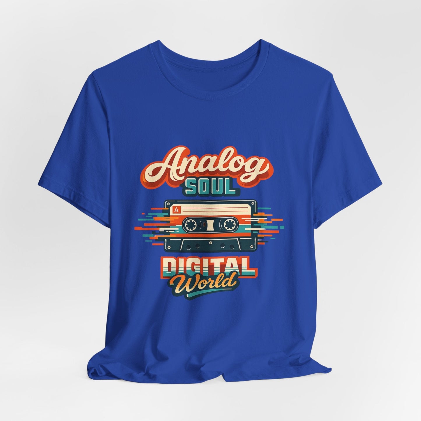 Analog Soul Digital World T-Shirt – Retro Cassette Tee for Music Lovers Printify