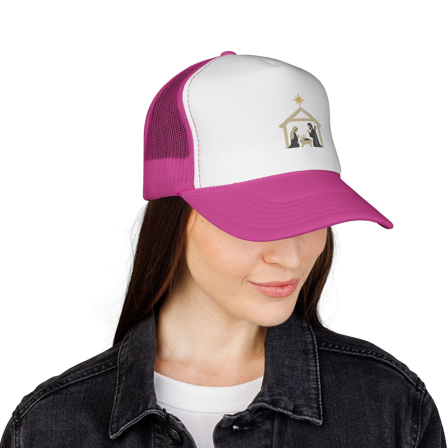 Nativity Trucker Cap — Christmas Manger Hat with Holy Family Design Printify