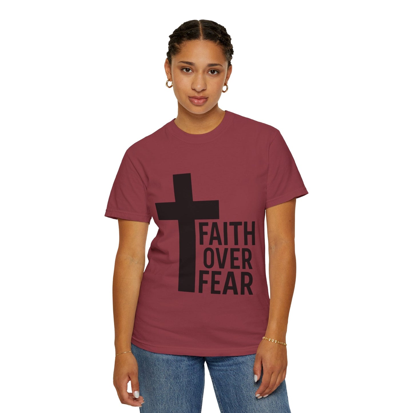 Faith Over Fear T-Shirt — Christian Cross Inspirational Tee Printify