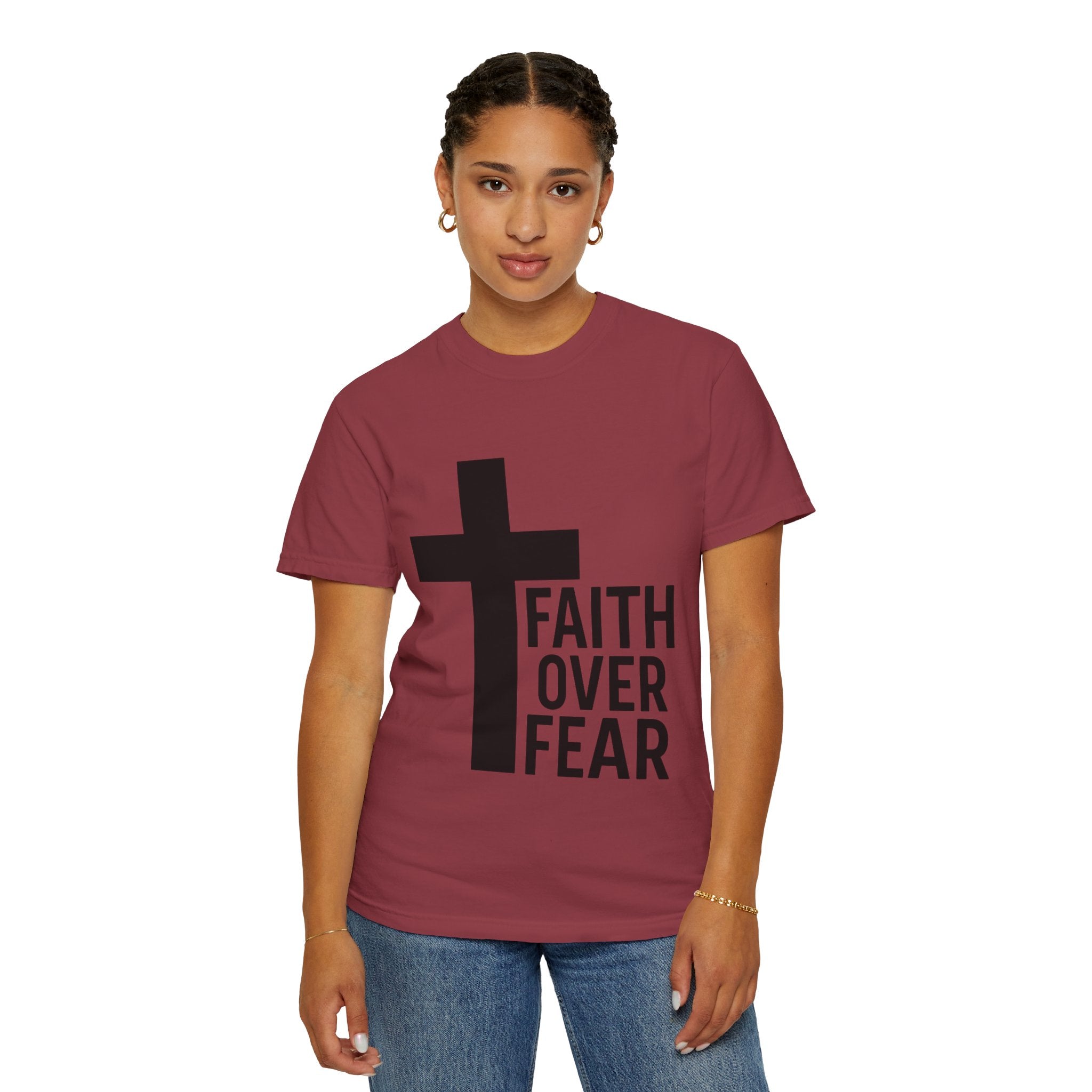 Faith Over Fear T-Shirt — Christian Cross Inspirational Tee