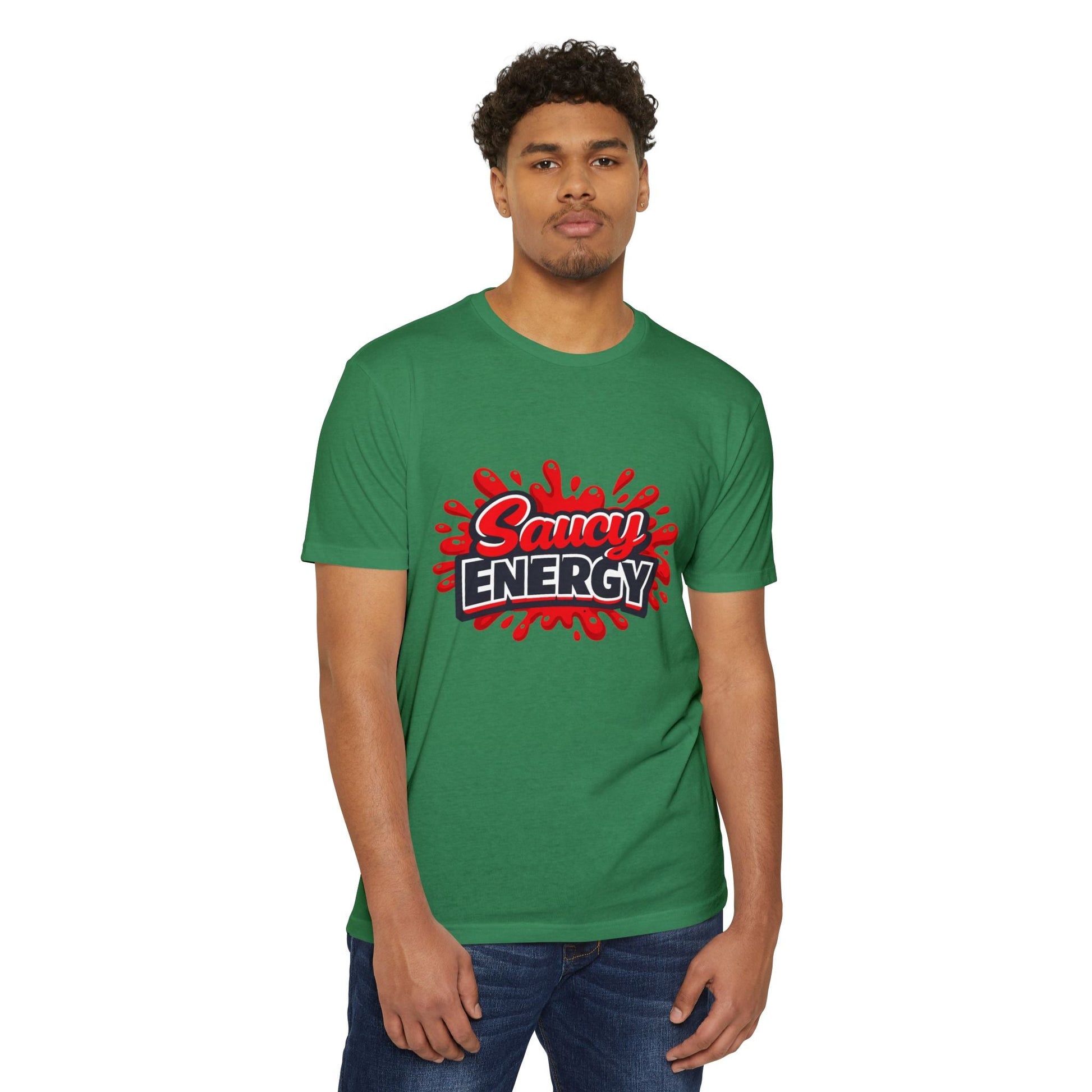 Saucy Energy T-Shirt — Bold Red Splash Graphic Tee Printify
