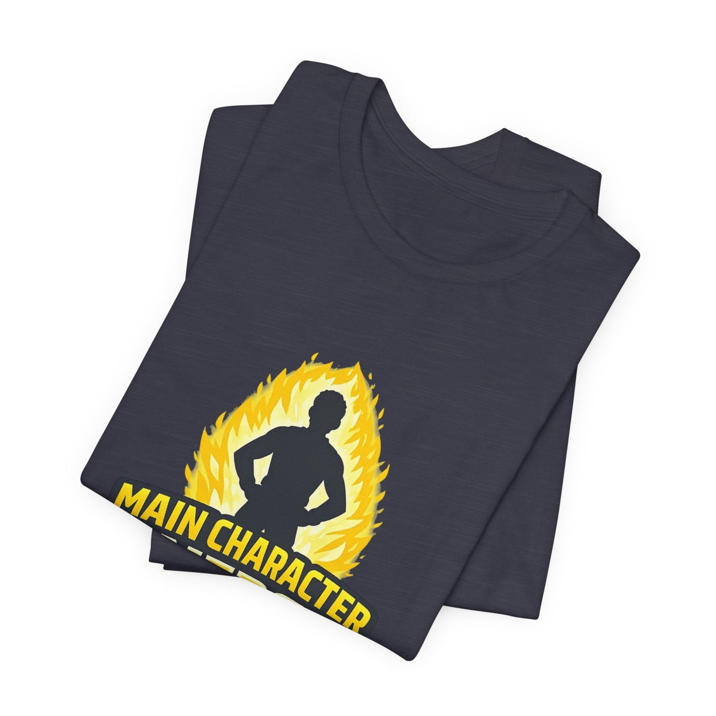 Main Character Energy T-Shirt - Graphic Tee with Bold Silhouette & Flame Design Printify