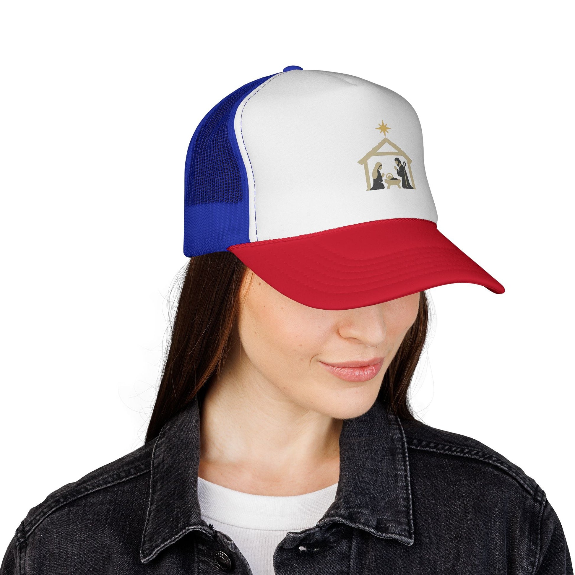 Nativity Trucker Cap — Christmas Manger Hat with Holy Family Design Printify