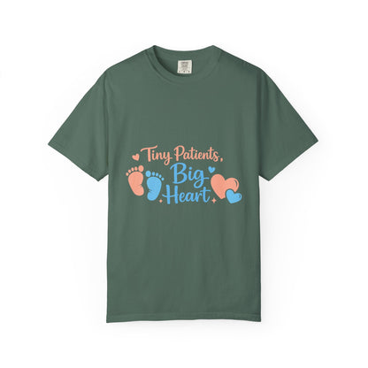 T-Shirt — "Tiny Patients, Big Heart" Baby Footprint Awareness Tee Printify