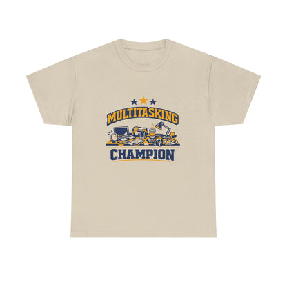 Multitasking Champion Tee — Funny Work From Home Gift Shirt Printify