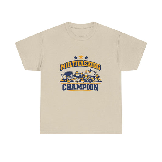 Multitasking Champion Tee — Funny Work From Home Gift Shirt Printify