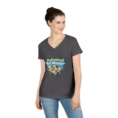 Professional Tail Wagger T-Shirt — Cute Dog Lover V‑Neck Tee Printify