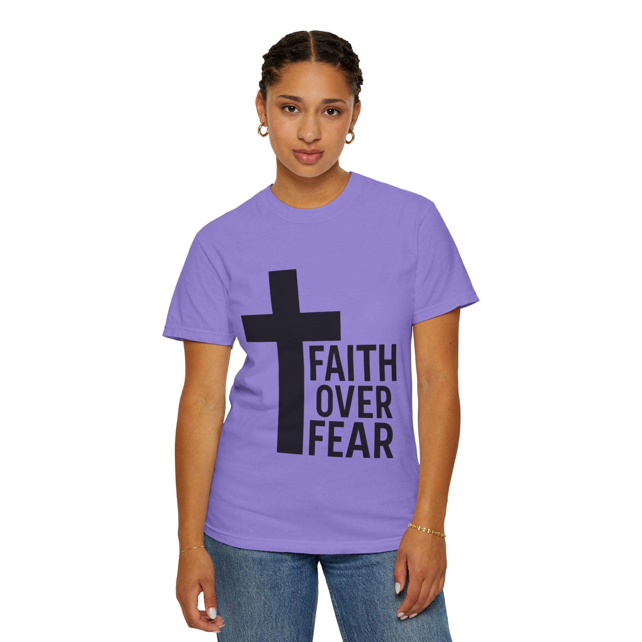 Faith Over Fear T-Shirt — Christian Cross Inspirational Tee