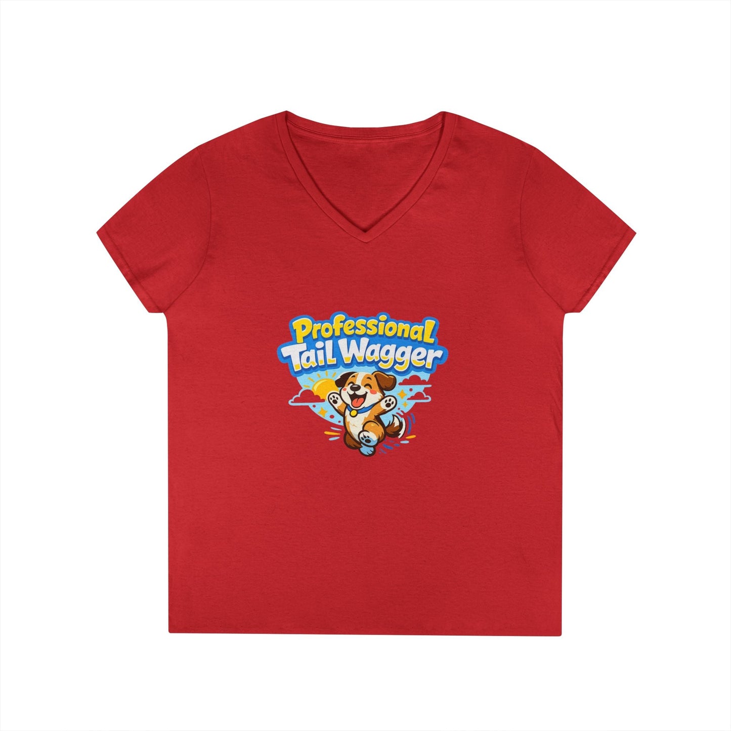 Professional Tail Wagger T-Shirt — Cute Dog Lover V‑Neck Tee Printify