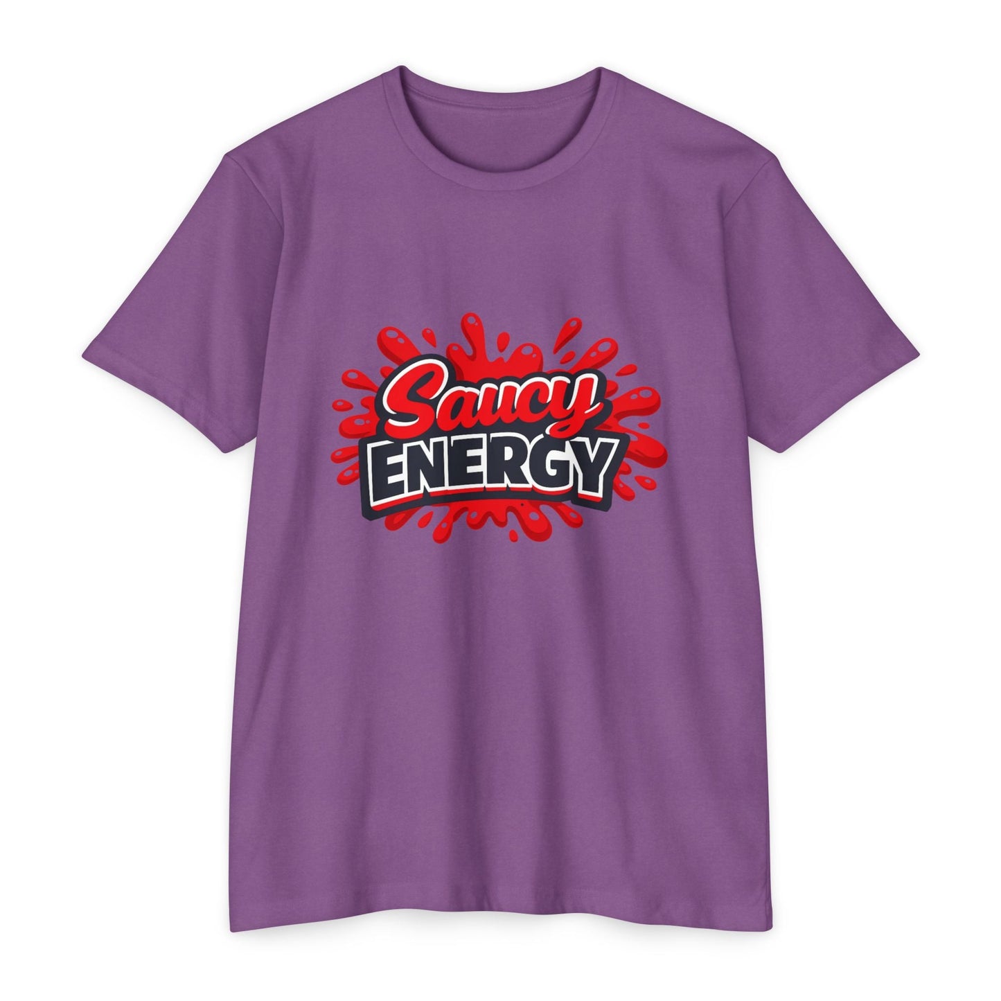 Saucy Energy T-Shirt — Bold Red Splash Graphic Tee Printify