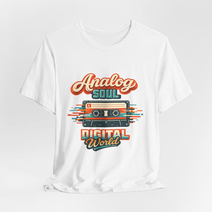Analog Soul Digital World T-Shirt – Retro Cassette Tee for Music Lovers Printify