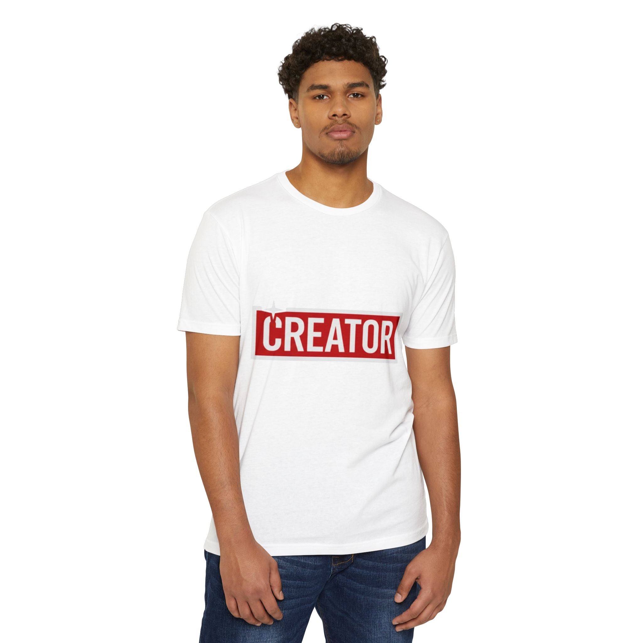 Creator Graphic T-Shirt — Bold Red Box Logo Tee for Content Creators