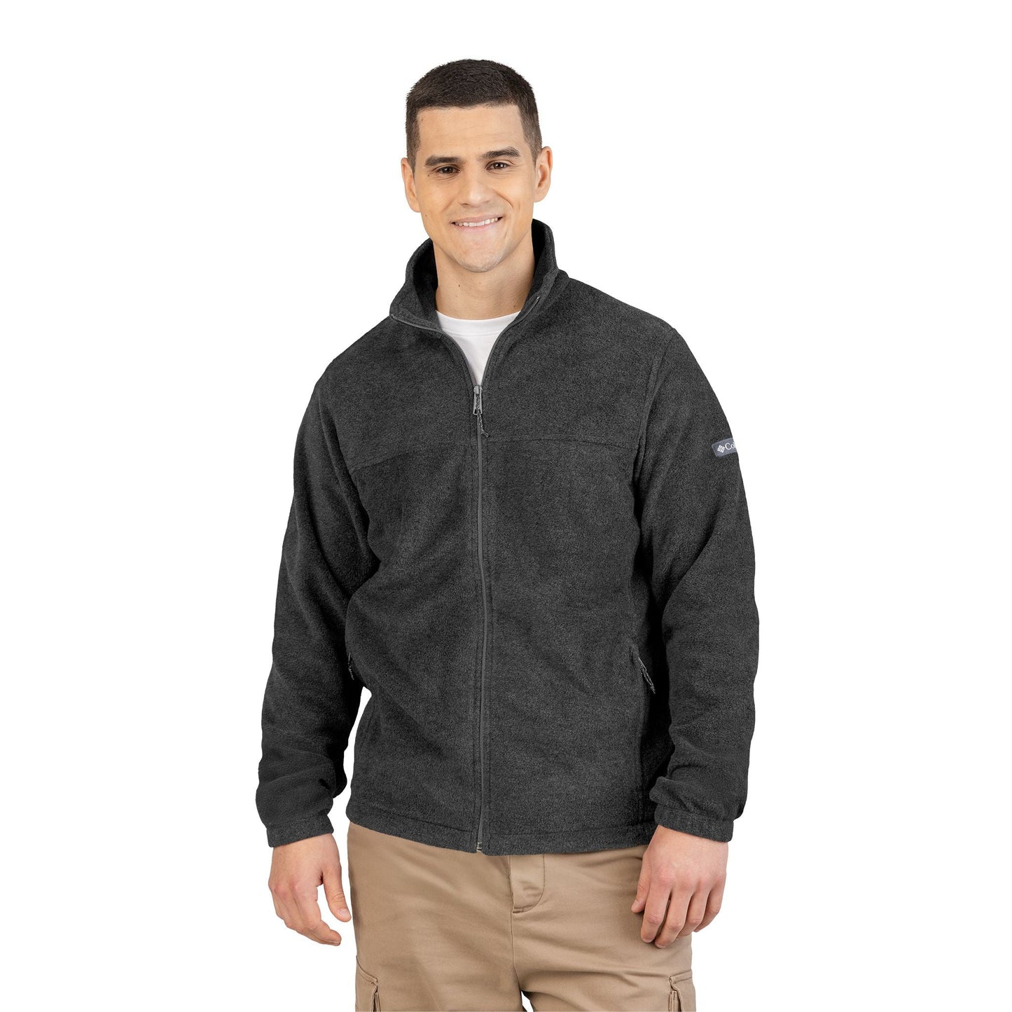 Embroidered Psychedelic Patch Fleece Jacket – Unisex Colorful Abstract Back Design Printify