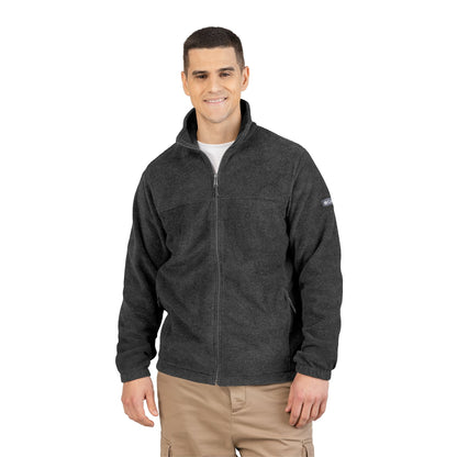 Embroidered Psychedelic Patch Fleece Jacket – Unisex Colorful Abstract Back Design Printify