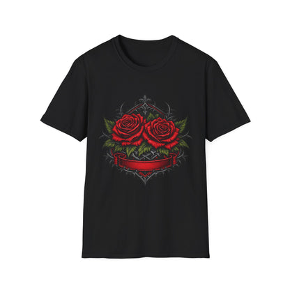 Rose Heart T-Shirt — Gothic Red Roses Graphic Tee Printify
